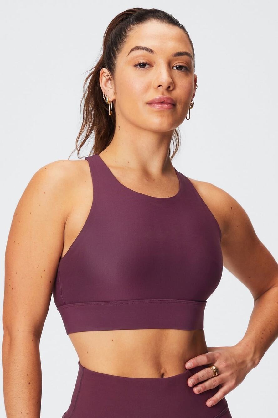 Fabletics No-Bounce High Impact Sports Bra Burgundy - Size: Medium